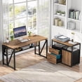 thumbnail image 5 of Tribesigns Modern File Cabinet with Drawers and Storage Shelves, Lockable Cabinet & Rolling Caster (Brown & Black), 5 of 5