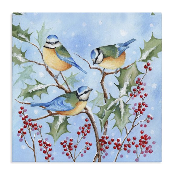 Stupell Industries Traditional Blue Jays on Winter Branch Canvas Art, 30 x 30, by Emma Leach