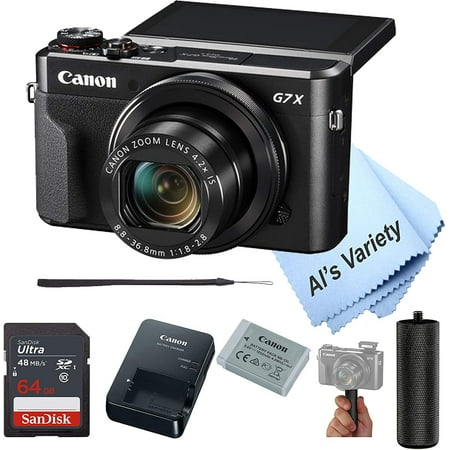 Canon PowerShot G7 X Mark II Digital Camera w/ 1 Inch Sensor and tilt LCD Screen - Wi-Fi & NFC Enabled Black with Free Ultra 64GB SDHC Class 10 Card, Hand Grip Bundle