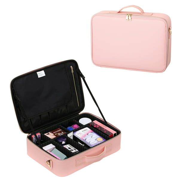 Mllieroo Portable Travel Makeup Train Case 15.8'' Mini Makeup Bag ...
