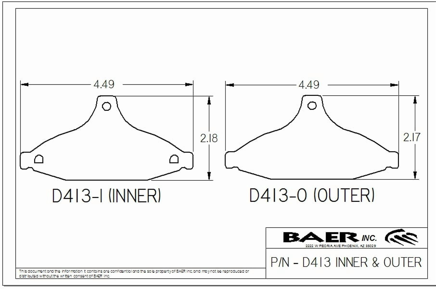 BAER BRAKES DISC PADS CHEVROLET D0413