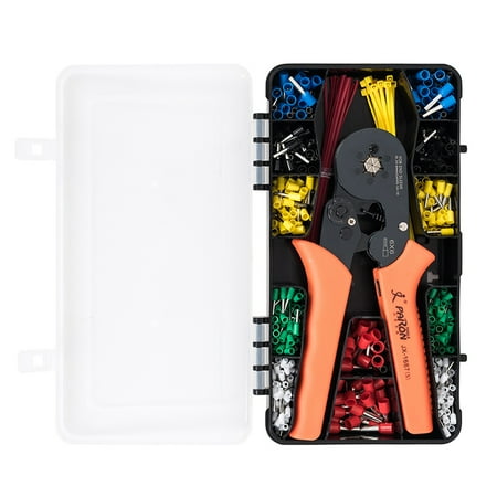 

Docooler Crimping Tool Kit Includes 24-10 AWG Adjustable Ratchet Wire Crimper Plier 600pcs Insulated Wire Connectors Pin Terminals 40pcs Cable Ties
