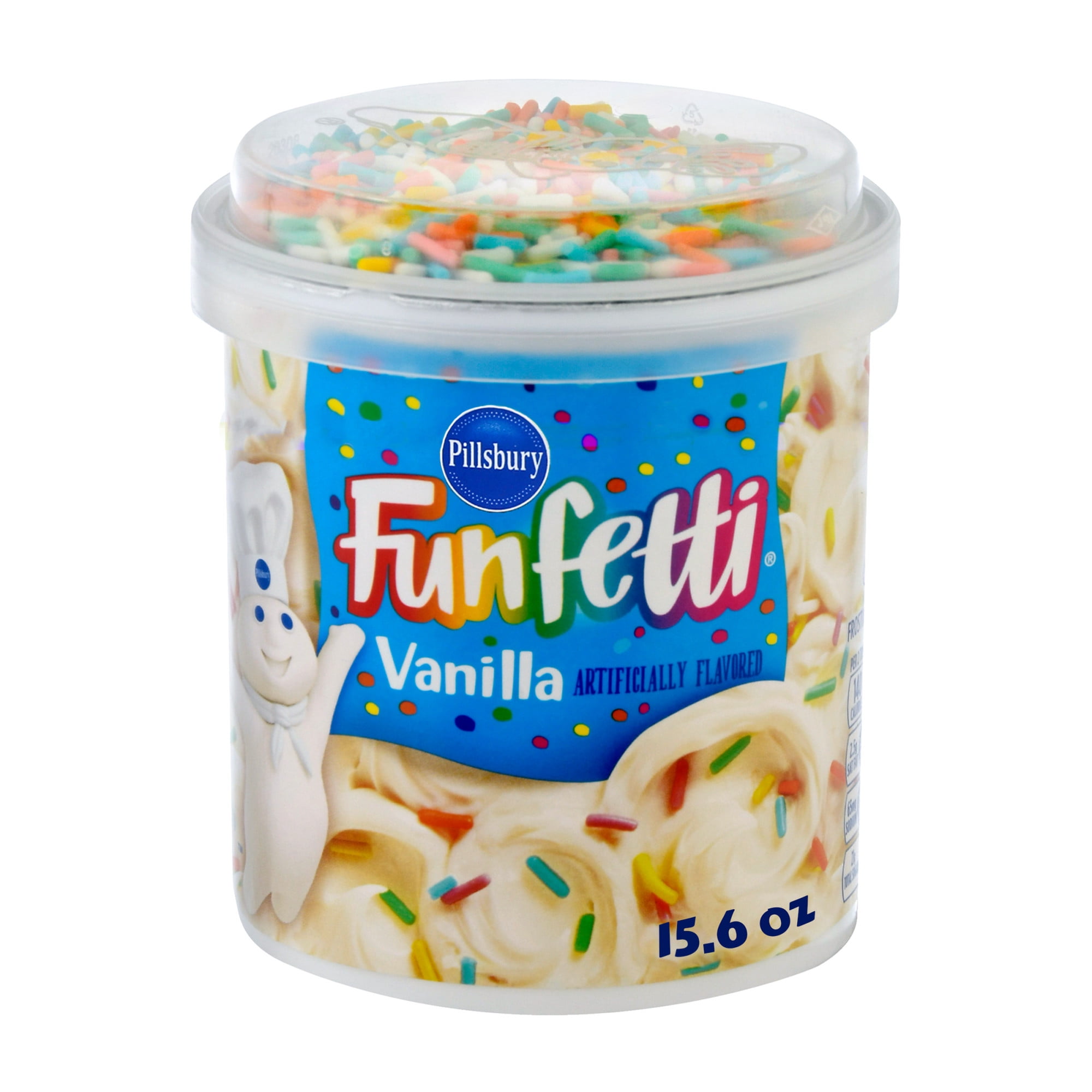 (8 pack) Pillsbury Funfetti Vanilla Frosting, 15.6 oz Tub
