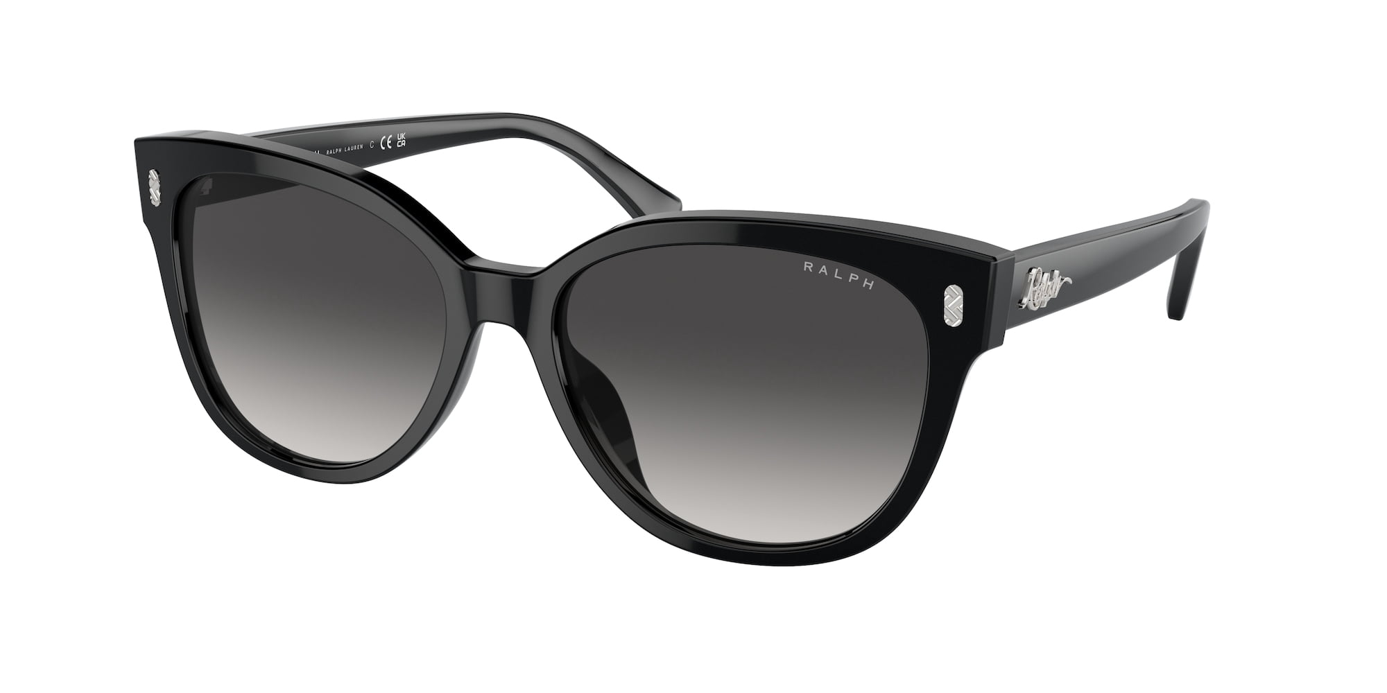 Ralph by Ralph Lauren RA 5305U Plastic Womens Cat-Eye Sunglasses Shiny Black 56mm Adult