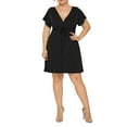 thumbnail image 2 of Women's Plus Size Dresses Summer Sexy Deep V-Neck Short Sleeve Casual Swing Drawstring Waist Midi Dress, 2 of 6