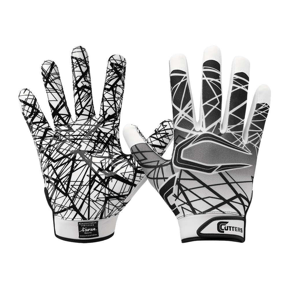 Youth & Adult Sizes Grip All- Purpose Player Football Glove 1 Pair Cutters Game Day Padded Football Glove 