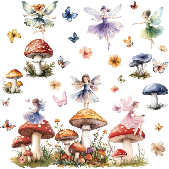 Translucent PVC Self Adhesive Wall Stickers Waterproof Building Decals for Home Living Room Bedroom Wall Decoration Mushroom 600x300 960x300mm 3 sheets/set