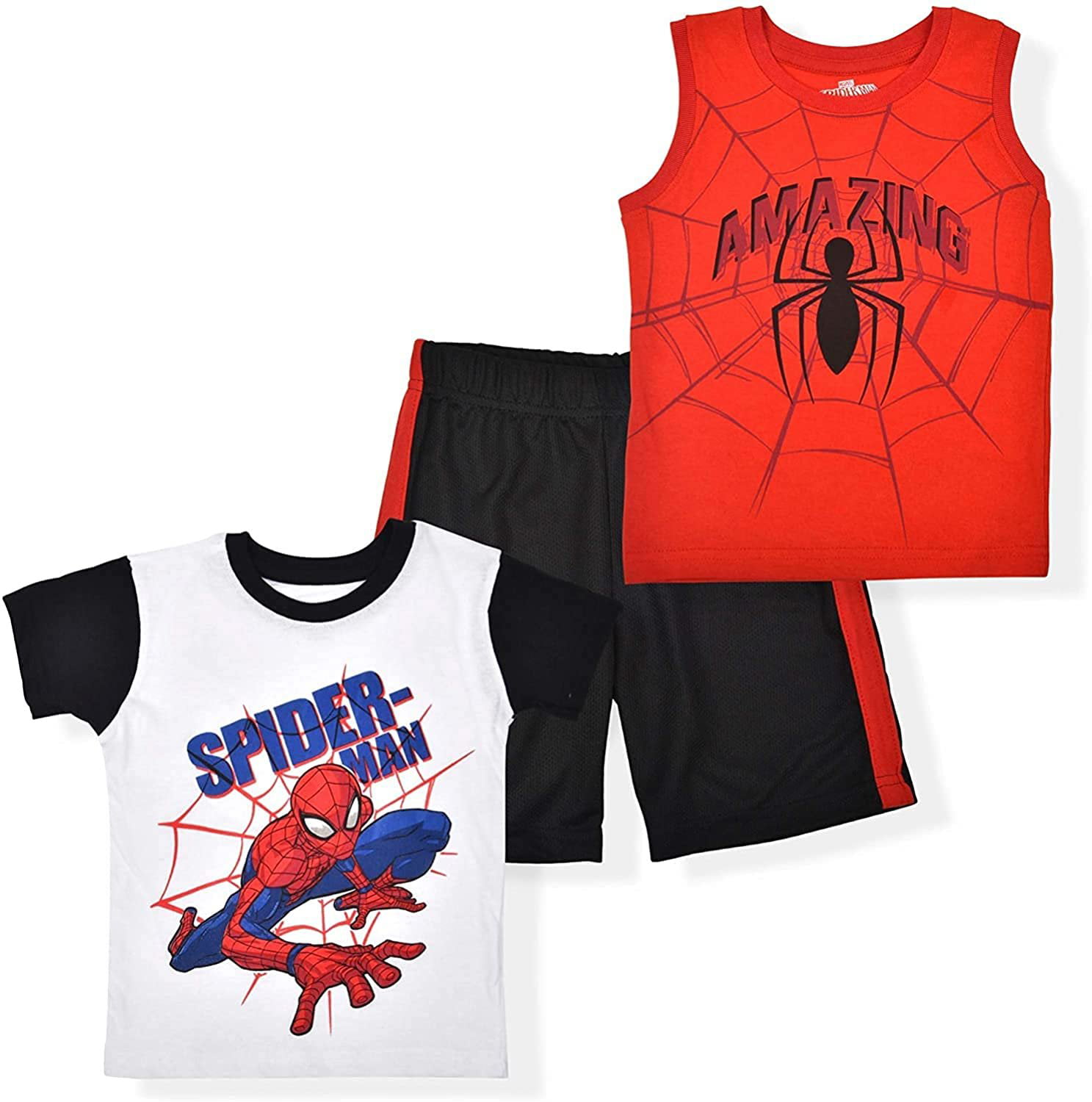 Marvel Boys 3-Piece Shirts and Short Set with Avengers Superheroes 