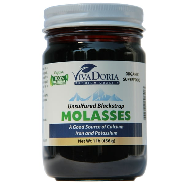 Viva Doria Organic Unsulfured Blackstrap Molasses, 16 oz glass jar
