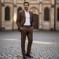 thumbnail image 3 of HBDesign Men's 2 Piece Linen Suit Slim Fit Summer Wedding Business Casual Blazer Pants Set, 3 of 7