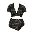 thumbnail image 3 of Bjutir Plus Size Sexy Lingerie Set For Women V Neck High Waist Floral Lace Bra With Panty 2 Piece Set Underwire Set Black, 3 of 3