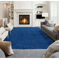 thumbnail image 5 of Ottomanson Fluffy Solid 5x7 Indoor Shag Area Rug, 5'3" x 6'11", Navy, 5 of 11