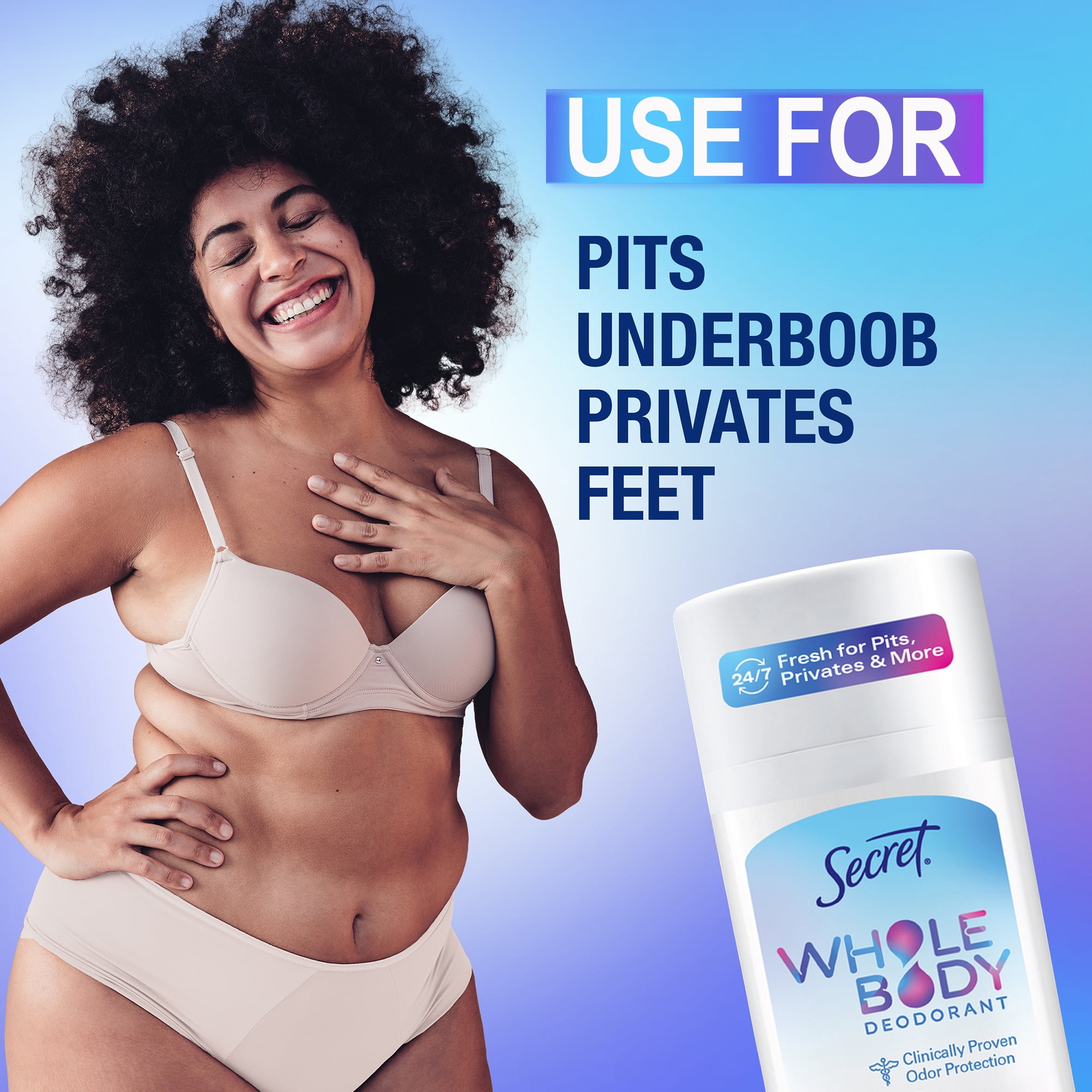 Secret Whole Body Stick Aluminum Free Deodorant for Women Unscented 2.6oz