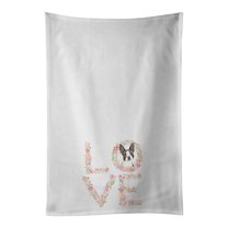 Carolines Treasures WDK4549WTKT 28 x 19 in. Unisex Boston Terrier Love White Dish Towels Kitchen Towel - Set of 2