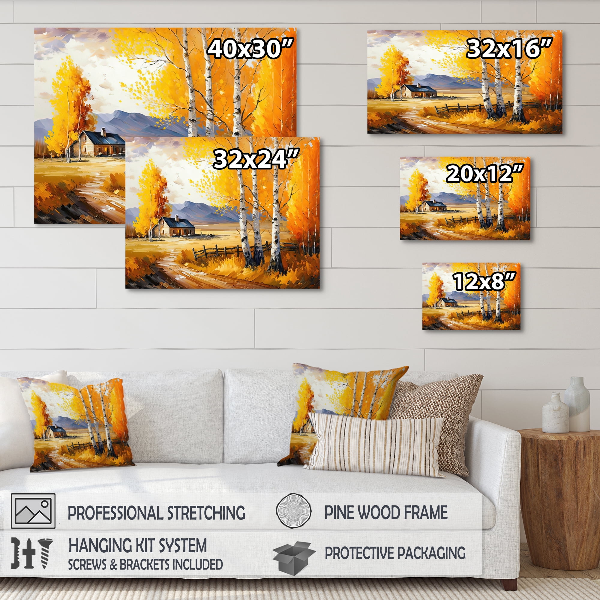 Designart Small Cottage In Autumn V Canvas Wall Art