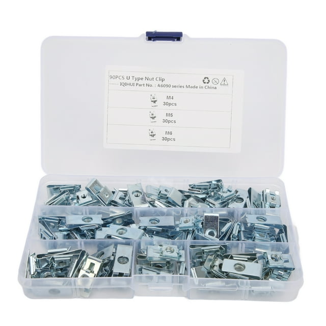 Tuerca de Clip Ticfox Sujetadores de Coche 90 Piezas Metal M4 M5 M6 Clip de Tuerca en U