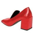 thumbnail image 3 of YDN Women Classic Chunky Block Mid Heel Pumps Square Closed Toe Loafers Slip On Daily Walking Dressy Ladies Shoes Size 14 Red, 3 of 3