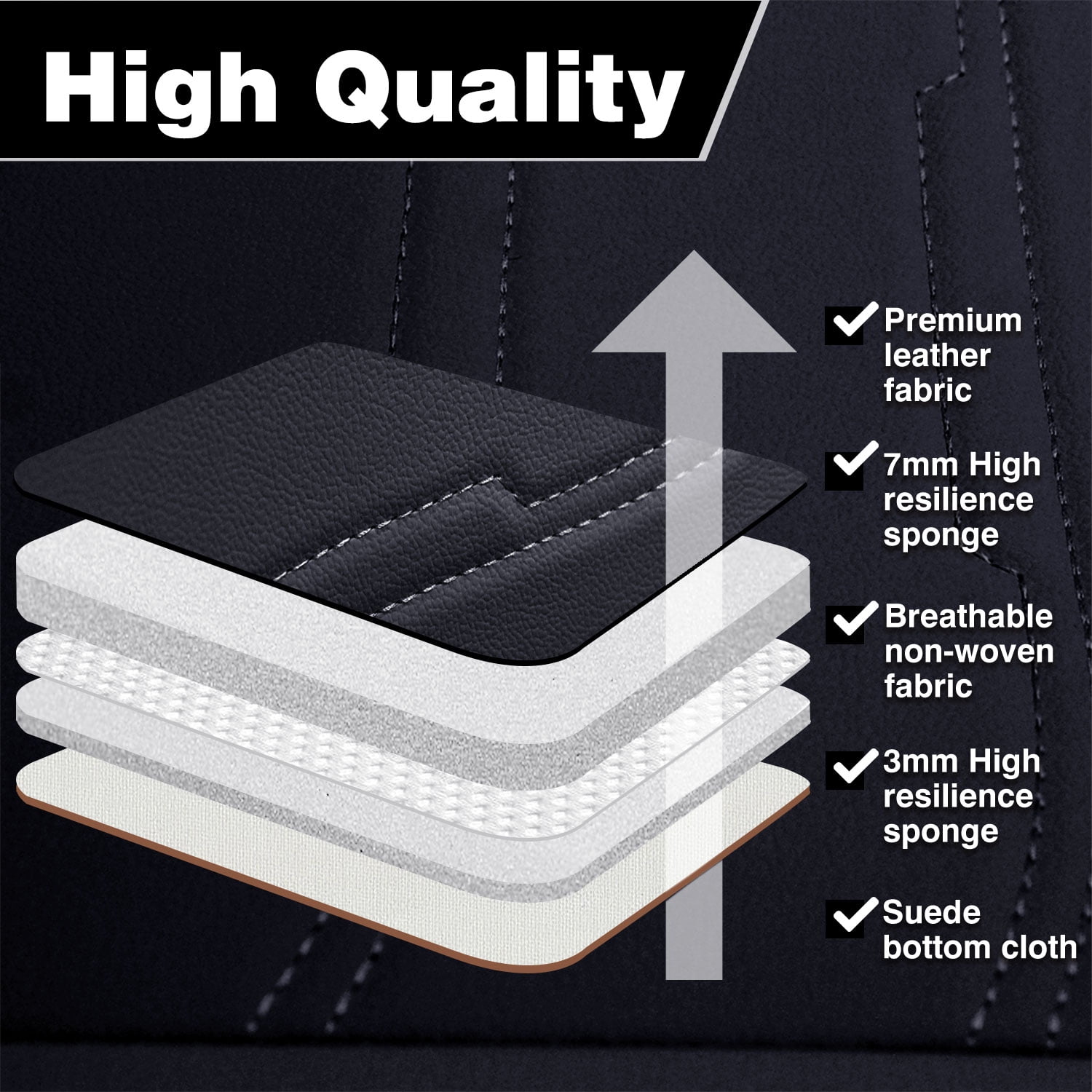 For Ford F150 2016-2023 F250 F350 Crew Cab Pickup Car Seat Covers PU Leather Car Seat Protector Full Set