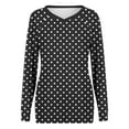 thumbnail image 5 of VgaVtl Womens Plus Tees Long Sleeve V-Neck Ladies Tops Layering Polka Dots Black Casual Loose Pullover Shirts,S, 5 of 5