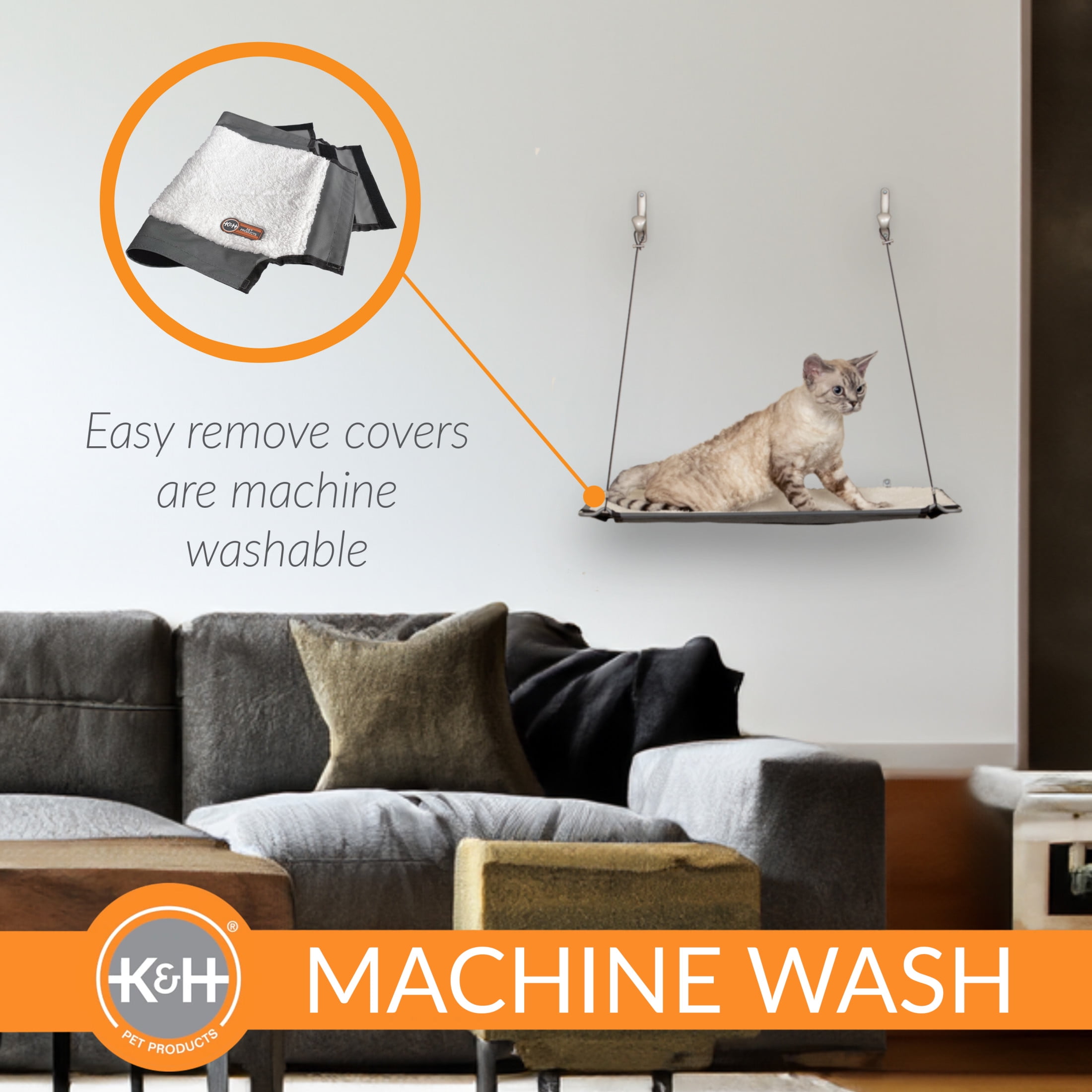K&H Pet Products Wall Mount Cat Shelf Single Level Natural 23 X 12 Inches