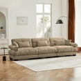 thumbnail image 3 of 130" Oversized Couch, 3 Seater Modular Sectional Sofa, Camel Large Sectional Couches for Living Room, Fluffy Couch Set, 3 Seater Velvet Cloud Couch with 5 Pillows, Deep Seat Sofas for Living Room, 3 of 12