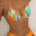 thumbnail image 4 of Conjunto de traje de baño de 3 piezas para mujer, sujetador con cuello Halter, bragas de Bikini, traje de baño con estampado hermoso con cubierta tipo 2 XL, 4 of 7