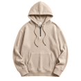 thumbnail image 4 of MNCLS Men's Waffle Knit Hoodie Pullover with Quarter-Zip Neck, Drawstring Hood and Kangaroo Pocket for Casual Everyday Wear - KHAKI_S, 4 of 5