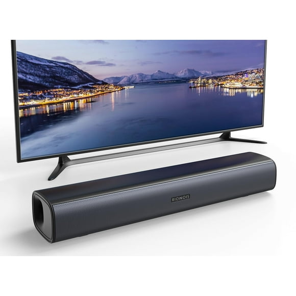 RIOWOIS Sound Bar for Smart TV, Soundbar TV Speakers with Customized Bass Reflector, Compact Design and Easy Set up, Home Audio Surround Sound System for TV PC Projector, Wall Mountable