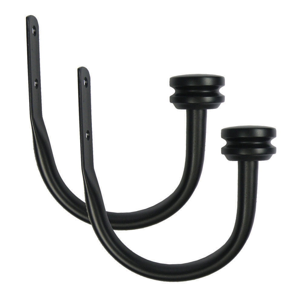 (2 pack) Mainstays 2 Cap Curtain Holdbacks, Black
