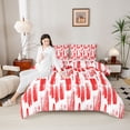 thumbnail image 4 of Homewish Geometric Stripes Bedding Comforter Set 2pcs for Teens Boys Girls,Graffiti Splash Twin Comforter Sets Microfiber,Red White Breathable Bedding Set,Breathable Home Decor,Reversible, 4 of 8