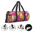 thumbnail image 5 of Xecao Pink Green Avocado print Round Travel Duffel Bag is a foldable gym bag with an inner pocket, perfect for travel sports, 5 of 8