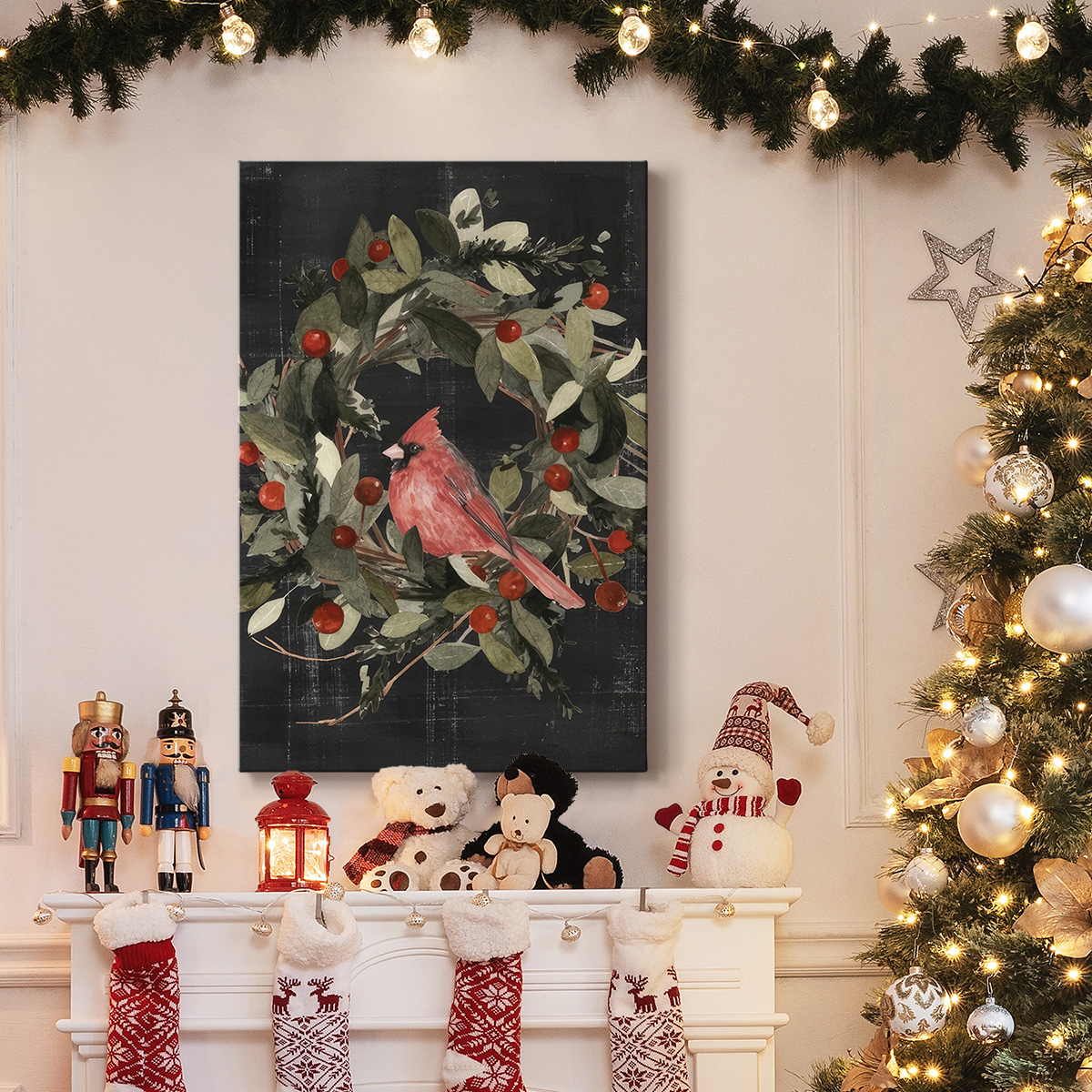 Christmas Cardinal I- Gallery Wrapped Canvas