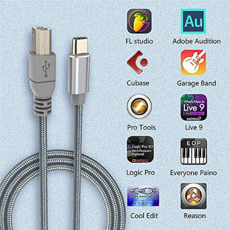 MIDI Cable for iPad Pro,USB C to USB B MIDI OTG Cord Type C Printer Cable  for MacBook/iPad Pro/Sansung/Google/Laptop,Work with Electronic Music  Instrument/Piano/Midi Keyboard/Recording Audio 