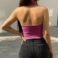 thumbnail image 4 of Tosmy Tank Tops For Women Summer Ladies Sleeveless Backless Scroop Neck Slim Stretchy Ribbed Knit Camisole Crop Tops Vest For Women Trendy, 4 of 5