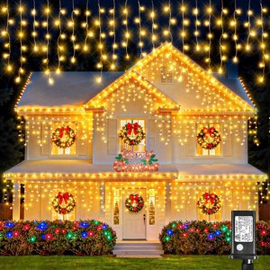 33FT 400 LED Icicle Lights for Outside Warm White Christmas Lights Outdoor