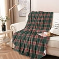 thumbnail image 2 of Green and Red Christmas Plaid Pattern Round Blanket,Comfortable Soft Flannel Throw Blanket,All Season,Warm Lightweight Blankets for Sofa Bed Couch Living Room Chair 47"x47", 2 of 5