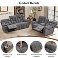 thumbnail image 3 of Bonzy Home 2-Piece Recliner Sofa Set — Reclining Loveseat & Extra-Wide 3-Seat Bonded Fabric Sofa, Gray, 3 of 7