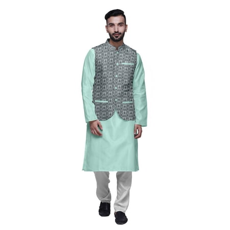 

Atasi Indian Traditional Kurta Churidar Pajama Set With Nehru Jacket For Men