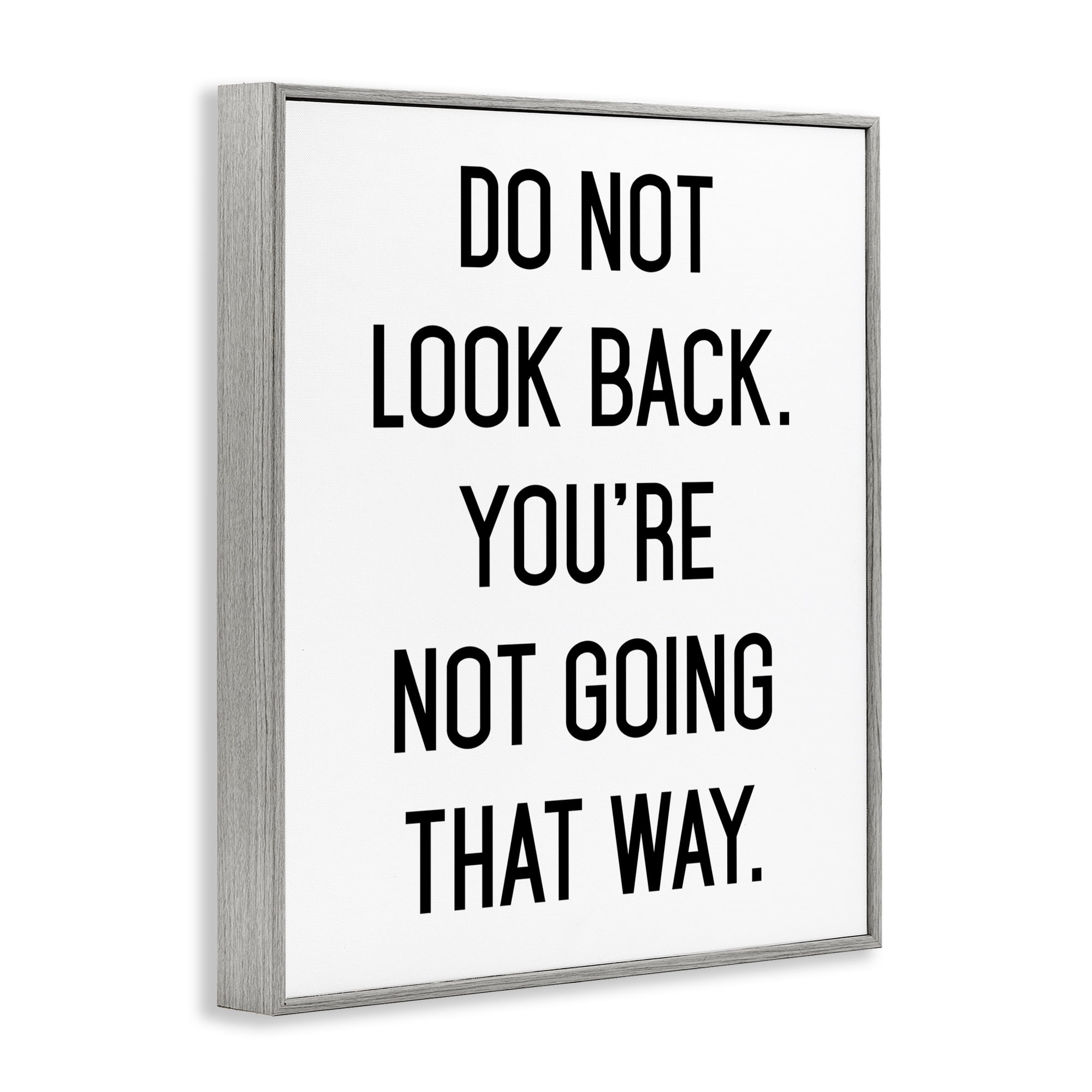 Don't Look Back Motivational Gray Framed Giclee Art, design by Lettered and Lined