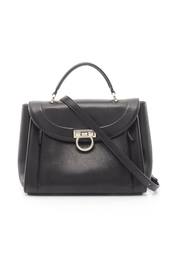 Pre-Owned Salvatore Ferragamo Sofia Rainbow Gancini Handbag, Leather, Women's, Black,... (Good)