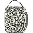 thumbnail image 3 of Reusable Lunch Bag Gray Leopard Print Insulated Lunch Box Container Portable Cooler Thermal Lunch Tote Bag for Women Men Adult Work Office Picnic Travel Beach, 3 of 6