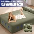 thumbnail image 2 of Miniyam 78.7" Sleeper Sofa Bed, Convertible Corduroy Floor Couch, No Assembly, 3 Pillows, Green, 2 of 7