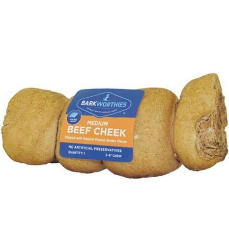 UPC: 0840139122941 | Barkworthies 20512294 Grain Free Beef Cheek Dipped Peanut Butter Treat for Dogs  Medium