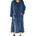 thumbnail image 3 of Aboser Flannel Nightgowns for Women Long Sleeve Fleece Sleepdress Loose Fit Soft Loungewear Comfy Crewneck Nightshirts Thick Plush Sleep Gowns with Pockets, 3 of 9