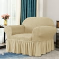thumbnail image 3 of Subrtex Stretch 1-Piece Seersucker Armchair Slipcover with Ruffle Skirt, Khaki, 3 of 7