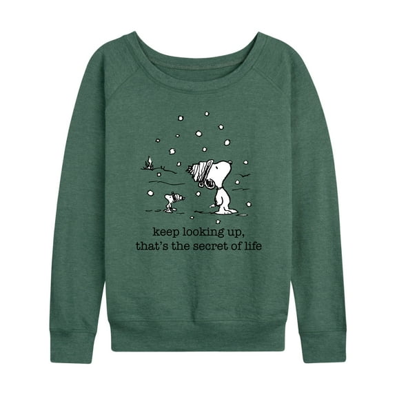 Peanuts - Dec Snoopy Woodstock Snowfall - Women's French Terry Long Sleeve Pullover