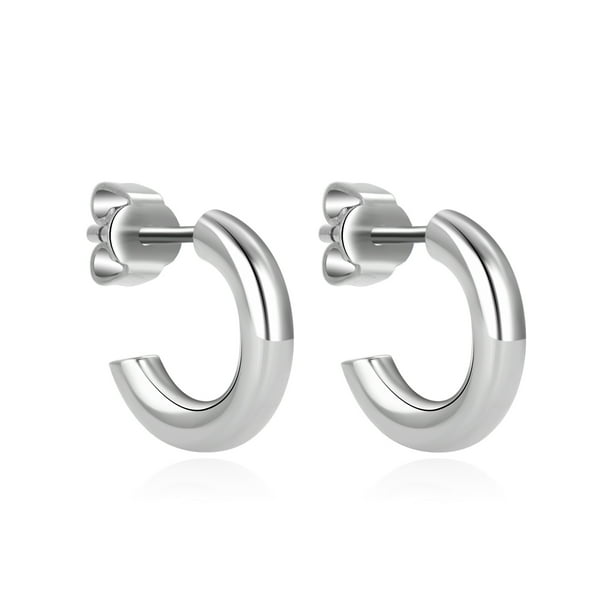 G23 Titanium Hypoallergenic Earrings for Sensitive Ears Half Hoop Huggie Earrings Open C Shaped Split Earrings for Women Girls