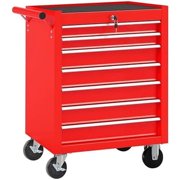 7 Drawers Tool Cart on Wheels, Multifunctional Rolling Storage Tool Chest,Drawers Rolling Tool Trolley Organizer Case for Garage,Warehouse,Workshop,Repair Shop (7 Drawers - Red)$$Tools