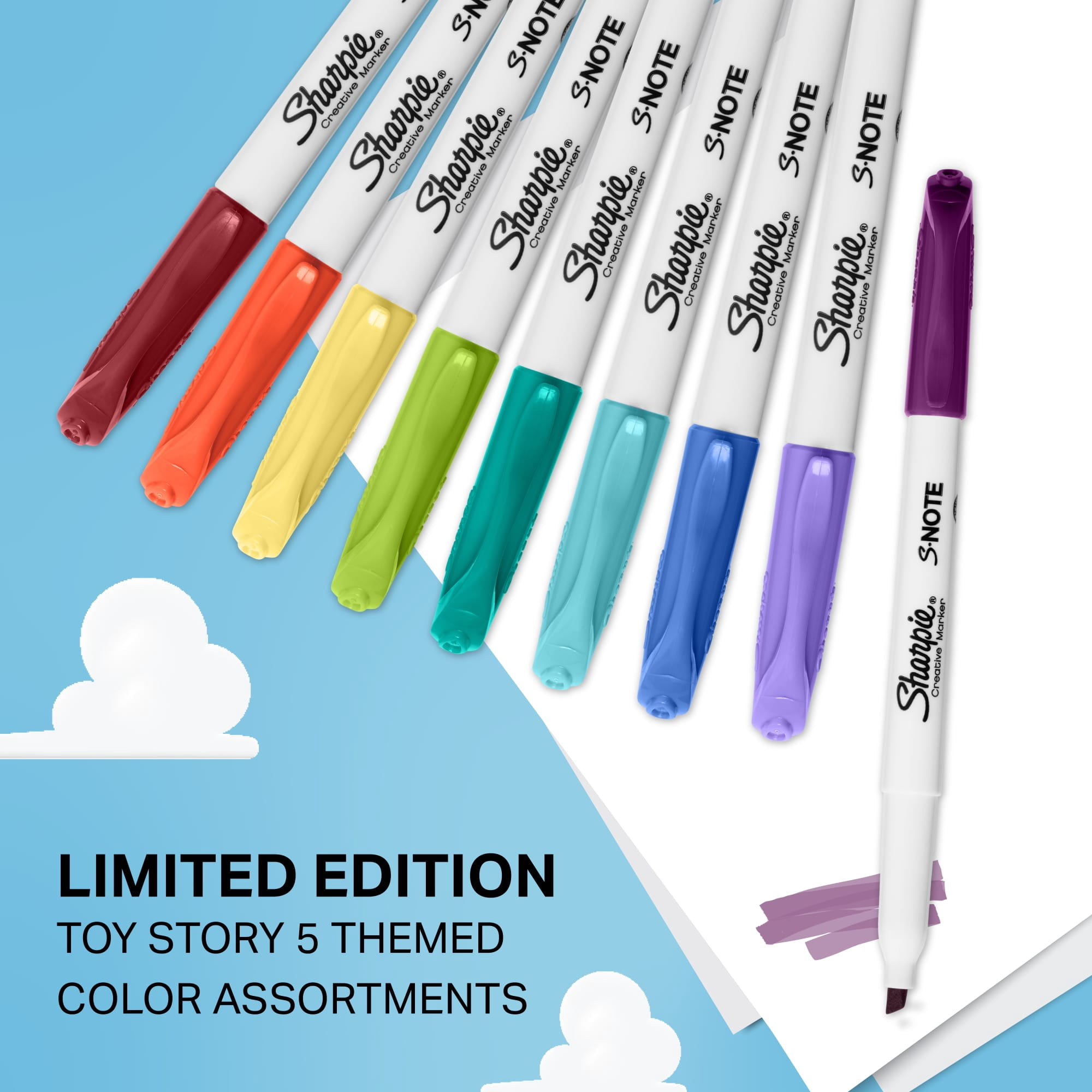 Sharpie S-Note Creative Highlighters, Toy Story 5 Packaging, Chisel Tip, Assorted, 24 Count