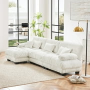 L-Shaped Sectional Sofa,Luxury Oversized Cloud Sectional Sofa with Ottoman, 3-Seater, Deep Chenille,for Living Room
